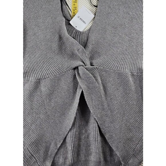 Forever 21 Women's 2X Gray Long Sleeve Twist Front Crop Y2K Cozy Soft - Picture 9 of 14